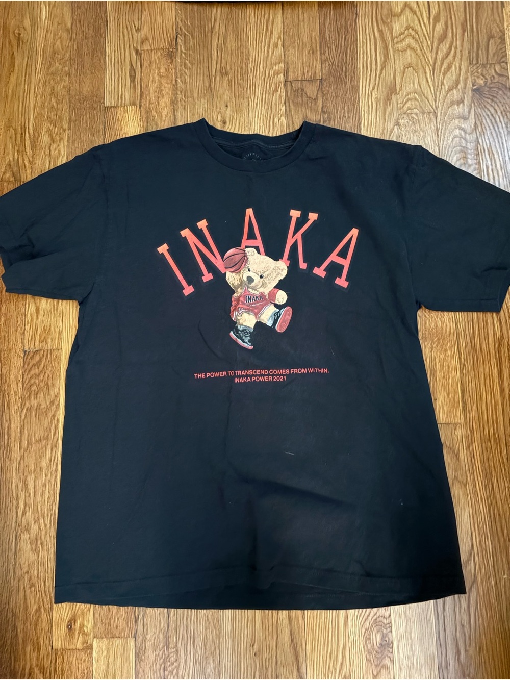 INAKA Graphic Teddy Bear Tee in Black and Red